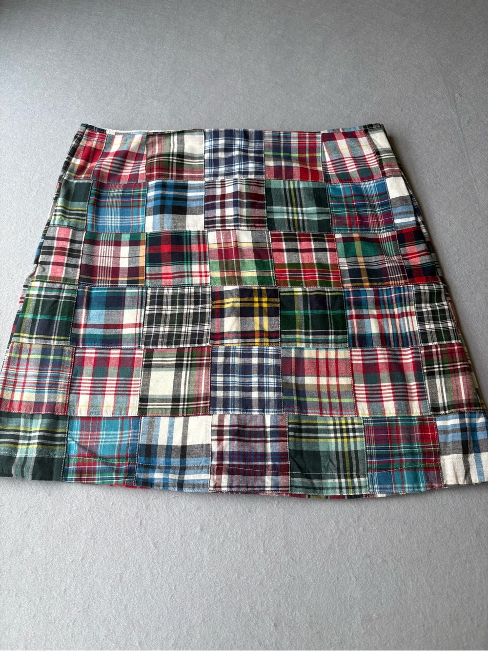Castaway Nantucket Plaid Madras Patchwork Cotton Skirt Multicolor Sz16 SEE NOTE!